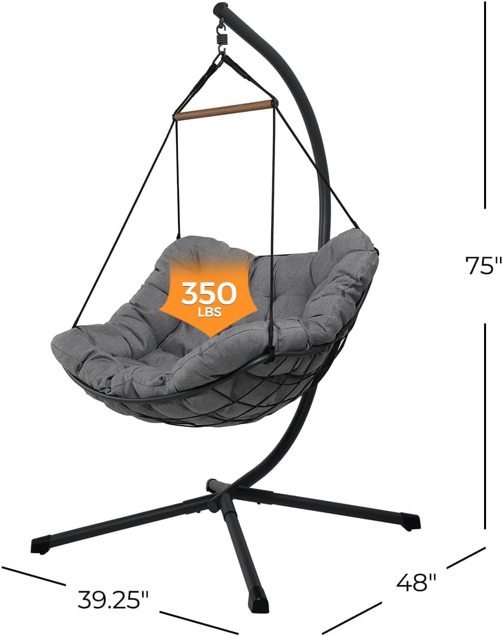 Outdoor Chair with Stand, Swing Chair with Cushion