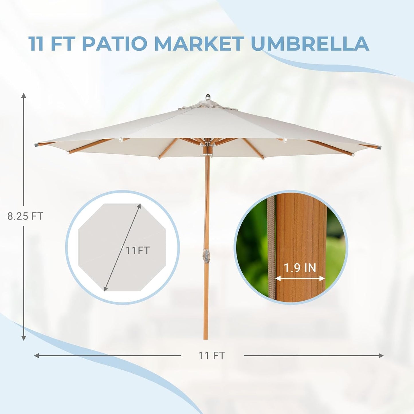 Grand patio 11 FT 10-Year-Non-Fading Patio Umbrella