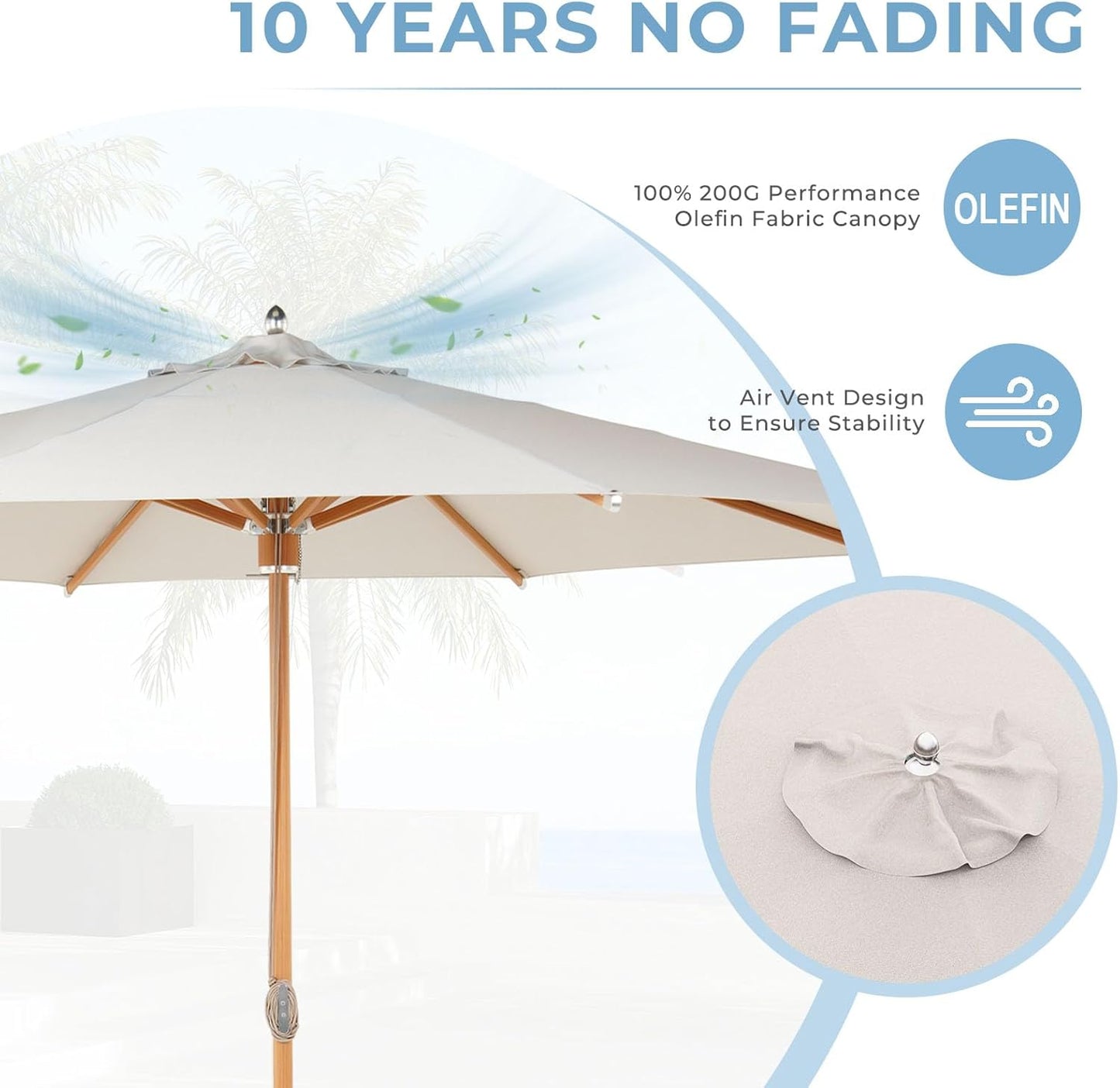 Grand patio 11 FT 10-Year-Non-Fading Patio Umbrella