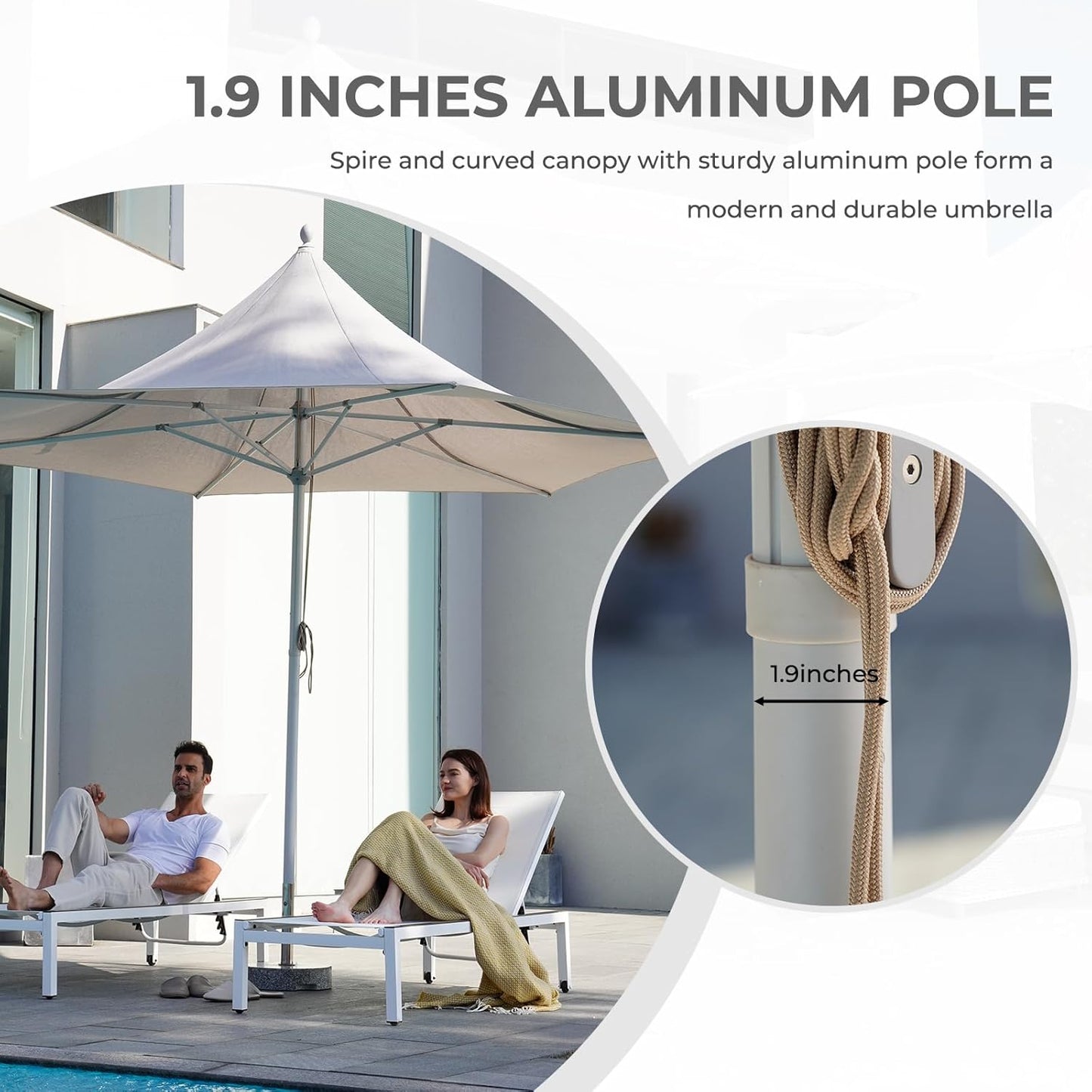 Grand patio 11 FT Patio Umbrella, Outdoor Umbrella with 6 Aluminum Ribs