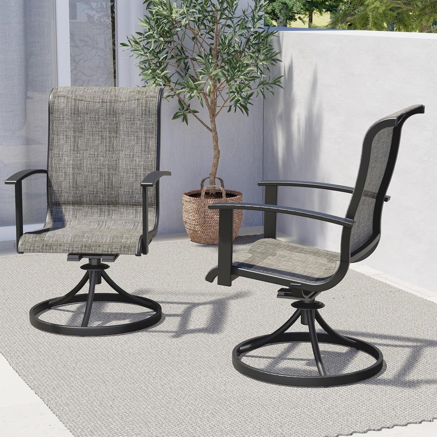 Outdoor Swivel Dining Chairs Set of 2, 360 Degree