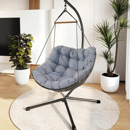 Outdoor Chair with Stand, Swing Chair with Cushion